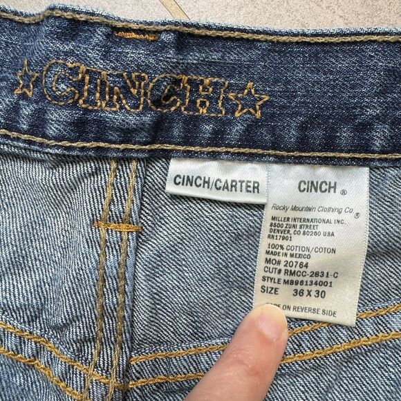 Cinch Carter Jeans Mens 36x30 Blue Denim Relaxed Boot Cut Western - Picture 5 of 16